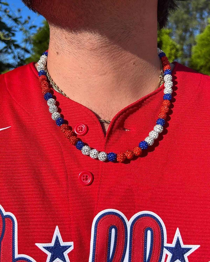 NEXIULT Baseball Bead Necklace for Men, 16/18/20" Ice Necklace Cool Gifts, Rhinestone Bling Inspired Sports Jewelry Gift - Image 3